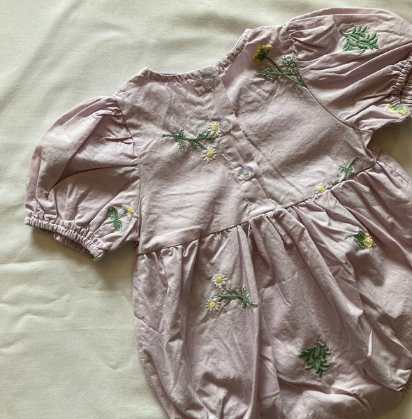 Lilac Embroidered Romper