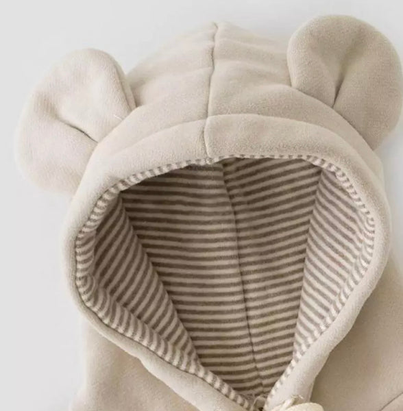 Stripe Lined Teddy Tracksuit (Beige)