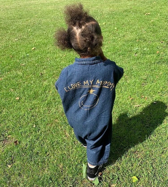 Love My Mummy Overalls (Blue denim)