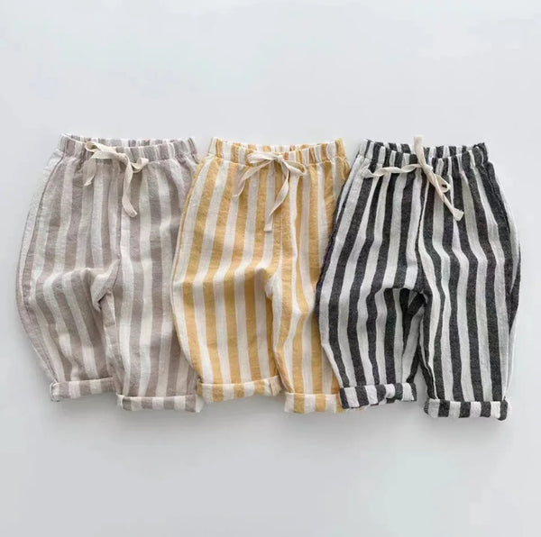 Cotton Stripe Trousers (Washed Black)