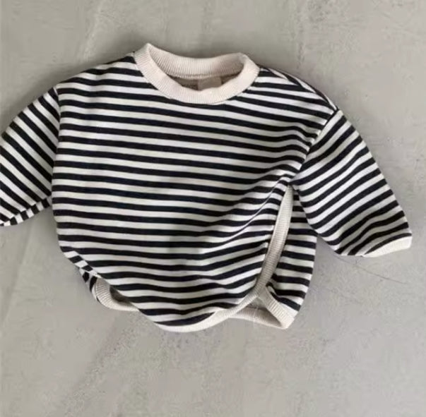 Stripe Cotton Sweatshirt (Black)