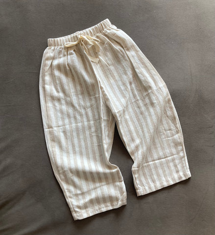 Cotton Stripe Trousers (Beige)