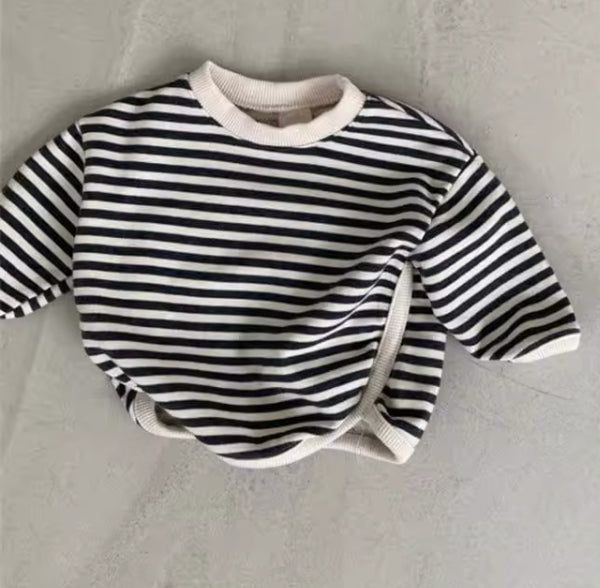 Stripe Cotton Sweatshirt (Beige)