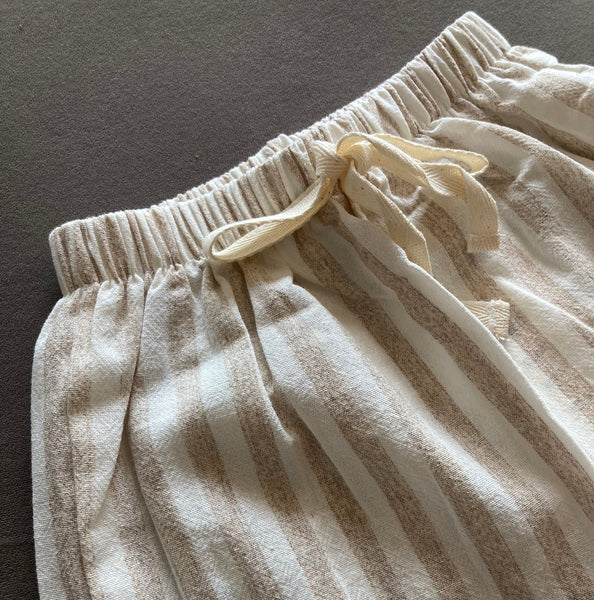 Cotton Stripe Trousers (Beige)