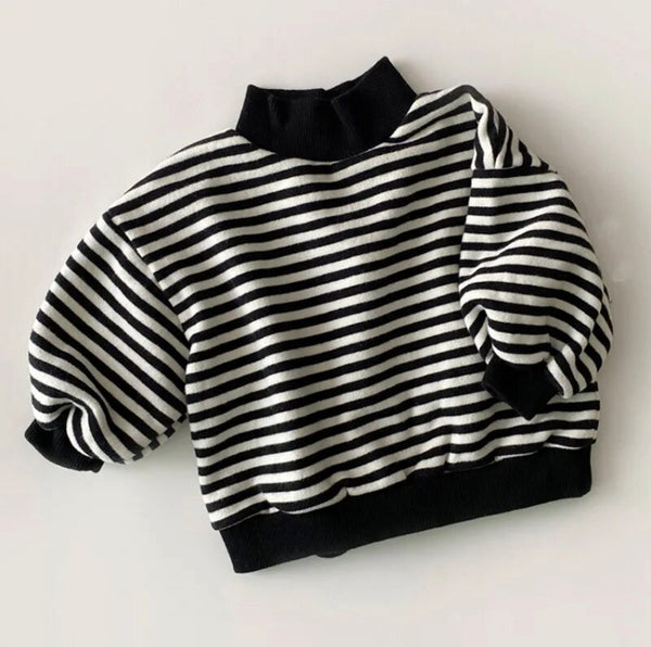 High Neck Stripe Sweatshirt