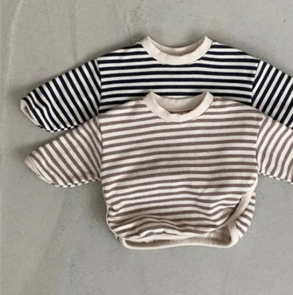 Stripe Cotton Sweatshirt (Beige)