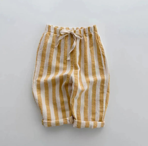 Cotton Stripe Trousers (Beige)