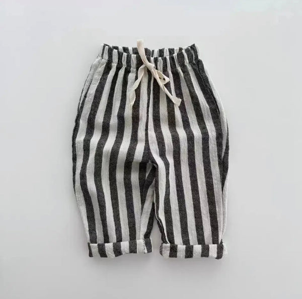 Cotton Stripe Trousers (Beige)