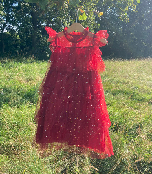 Star ruffle dress (Red)