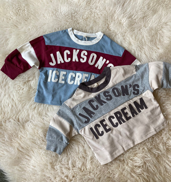 Jackson’s Ice Cream Top (Blue & Burgundy)