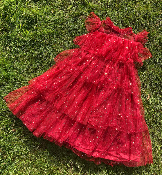 Star ruffle dress (Red)