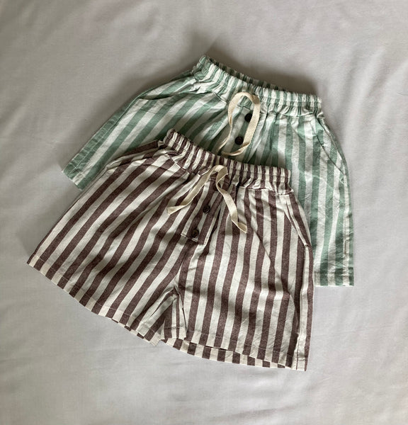 Stripe Cotton Shorts (Brown)