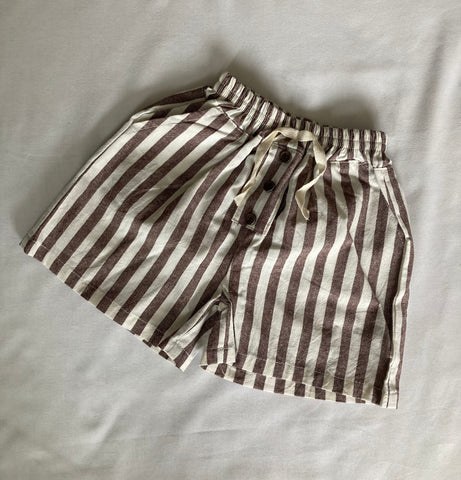 Stripe Cotton Shorts (Brown)