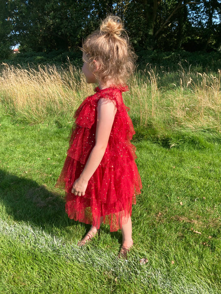 Star ruffle dress (Red)