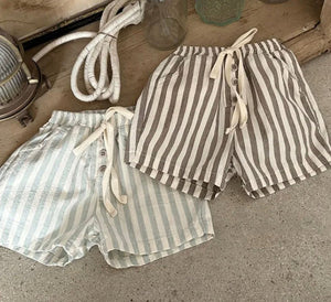 Stripe Cotton Shorts (Brown)