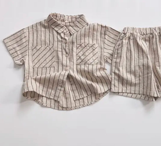 Cotton Stripe Shirt & Short set