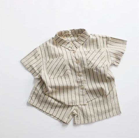 Cotton Stripe Shirt & Short set