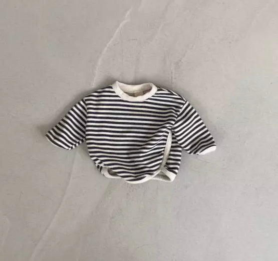 Cotton Stripe Sweatshirt (Brown)