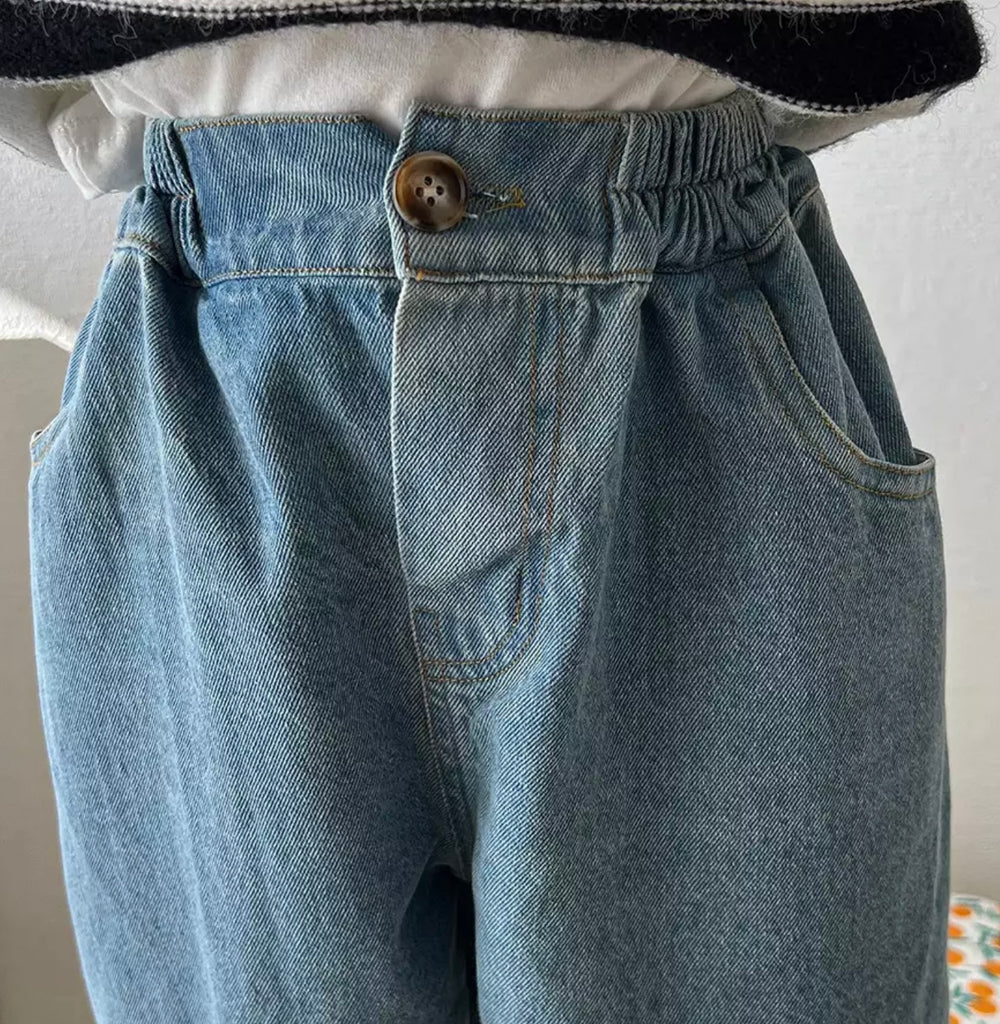 Jeans with elastic deals waist and ankles