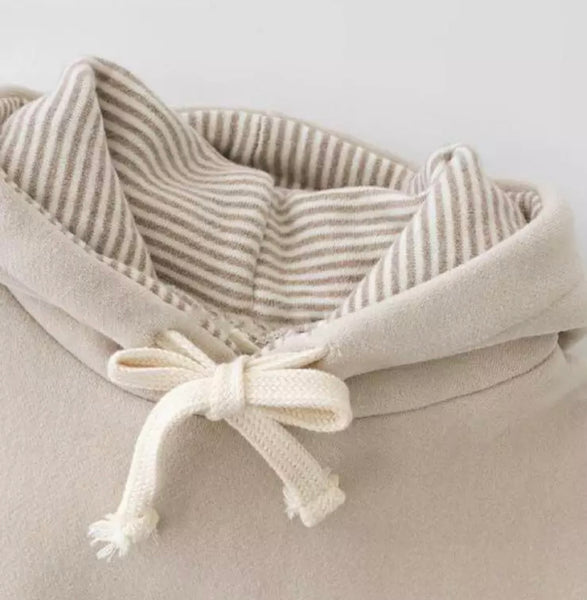 Stripe Lined Teddy Tracksuit (Beige)