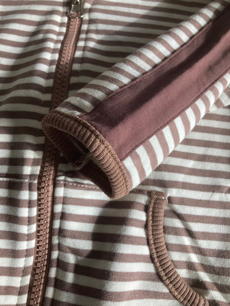 Stripe Hooded Sweatshirt (Brown)