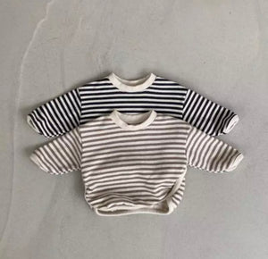 Cotton Stripe Sweatshirt (Brown)
